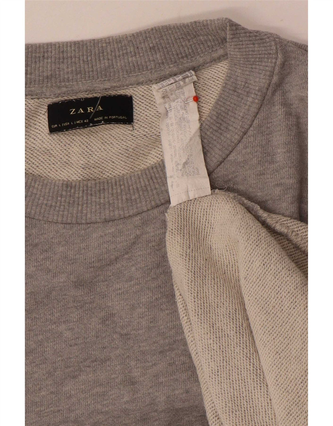 Felpa Zara da uomo maglione grande in cotone chiazzato grigio