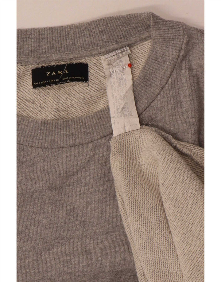 Felpa Zara da uomo maglione grande in cotone chiazzato grigio