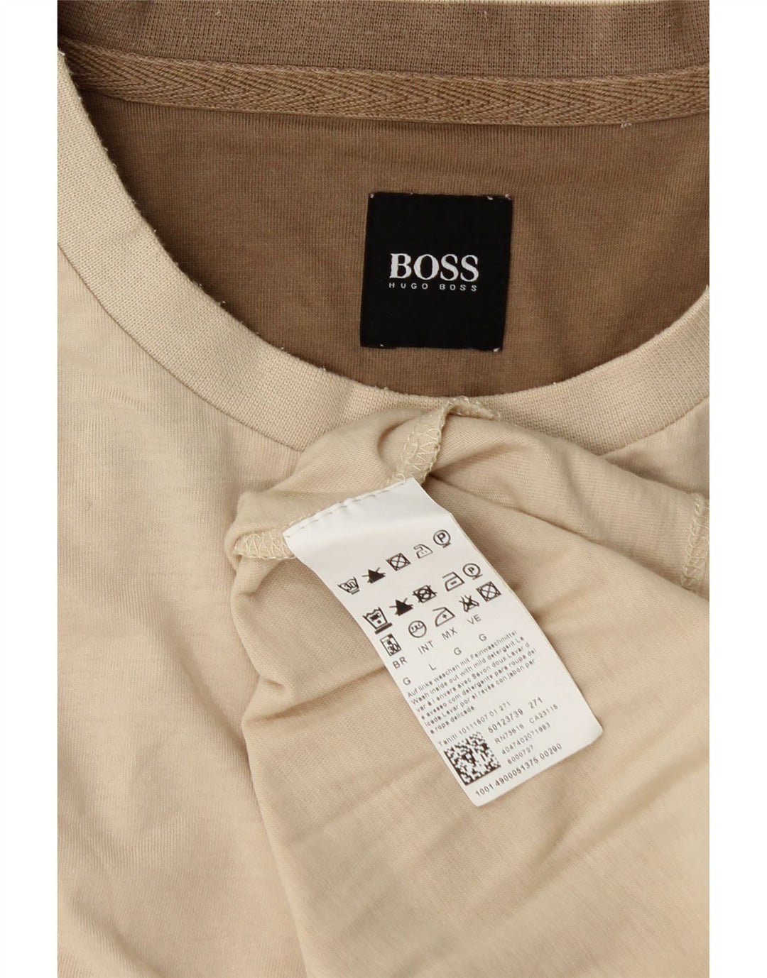 HUGO BOSS Mens T-Shirt Top Large Beige Cotton