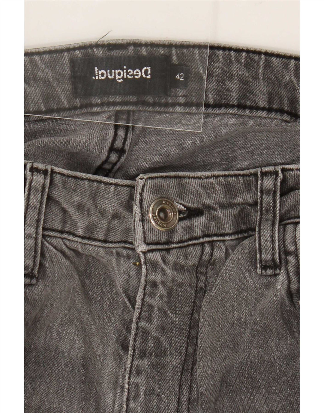 Desigual Womens Abstract Pattern Straight Jeans EU 42 Large W32 L28 Grey