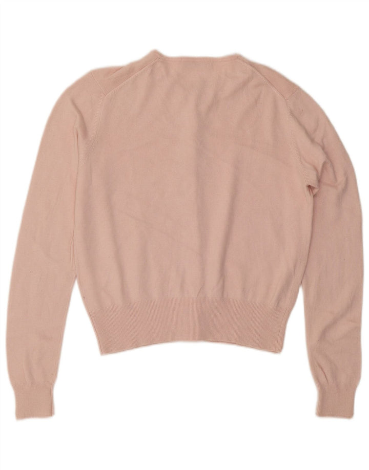 Maglione cardigan corto da donna Marks & Spencer UK 14 Viscosa rosa medio