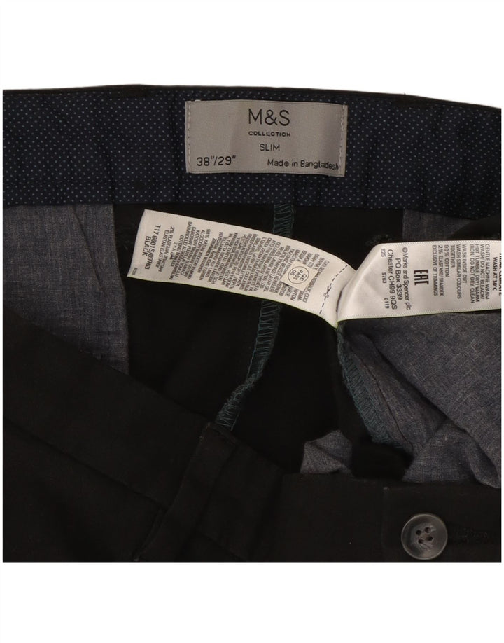 Pantaloni chino slim da uomo Marks & Spencer W38 L29 cotone nero