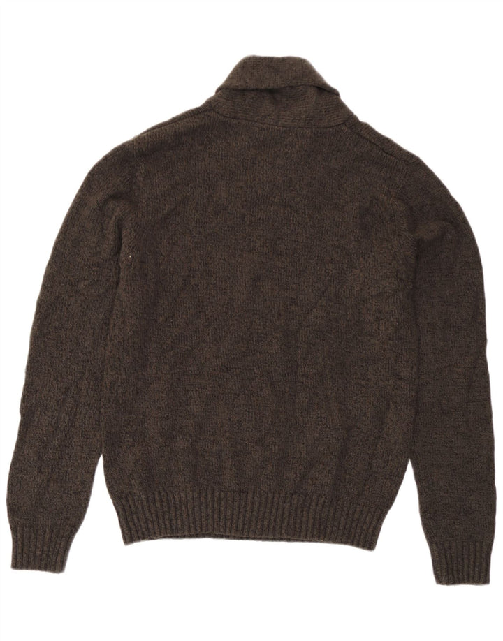 Maglione da uomo Marks & Spencer con collo a scialle piccolo acrilico screziato marrone
