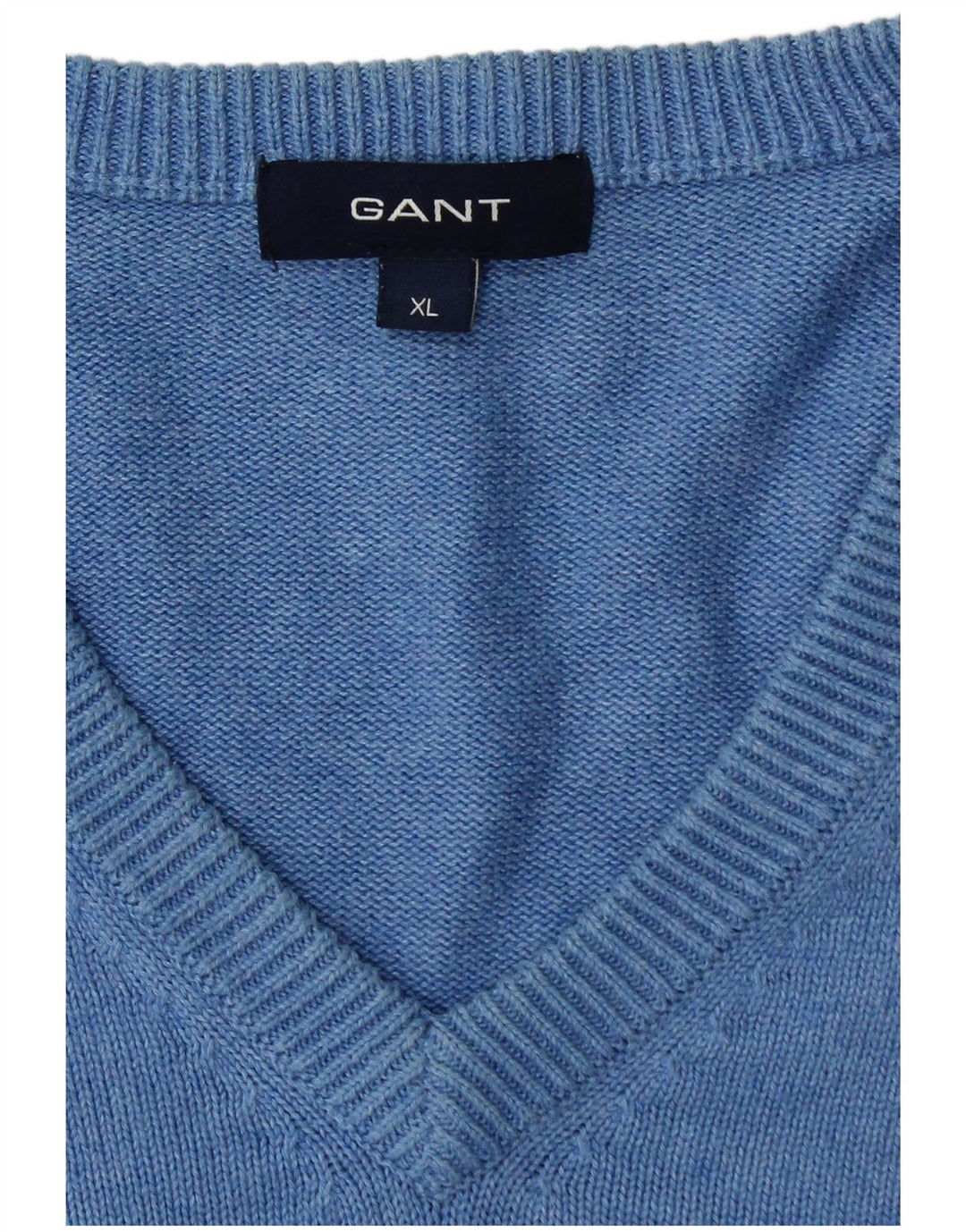 GANT Maglione da uomo con scollo a V XL in cotone blu