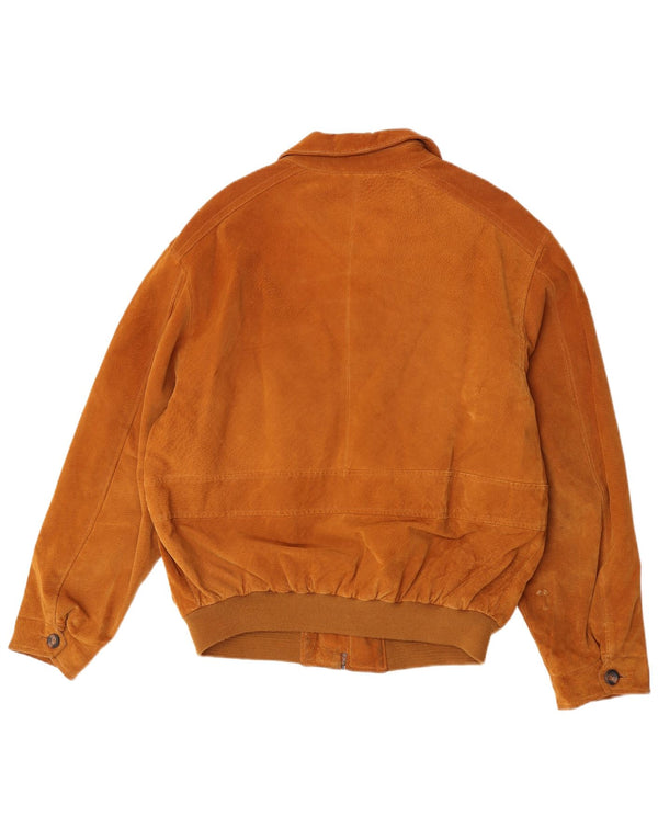 Giubbotto bomber in pelle scamosciata da uomo James Dillon UK 40 grande in pelle beige