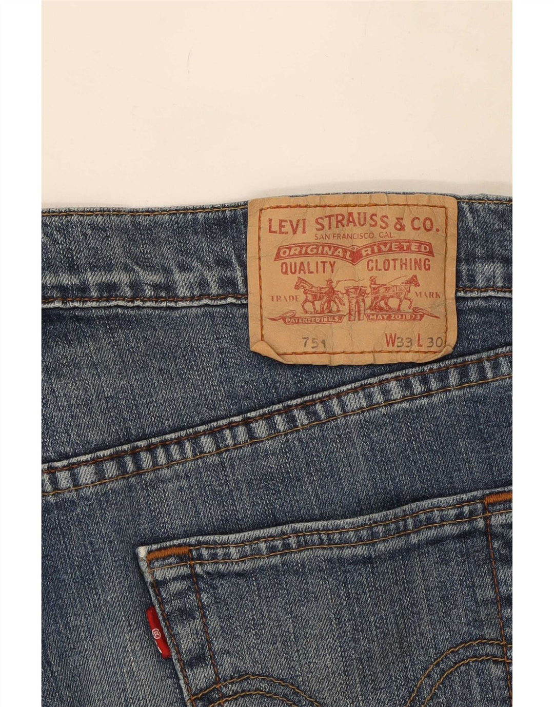 Levi's Uomo 751 Pantaloncini di jeans W33 Cotone blu medio