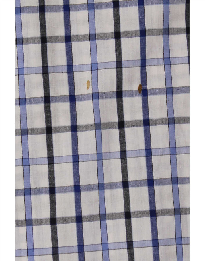 Camicia a maniche corte da uomo Pierre Cardin piccolo poliestere a quadri blu