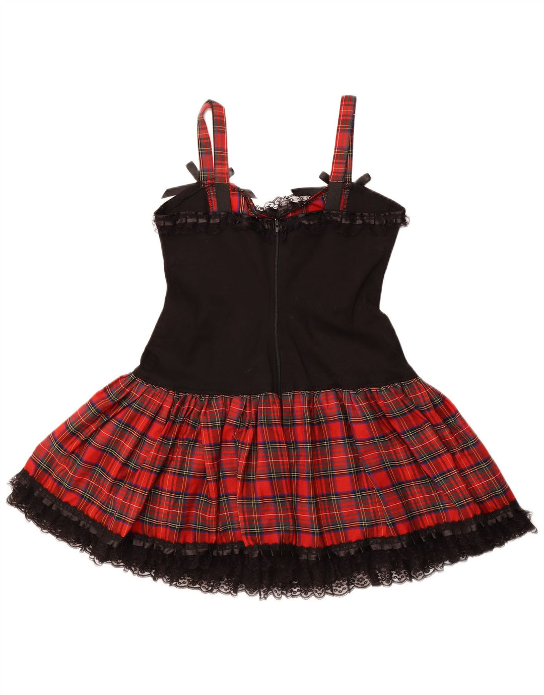 Abito a trapezio senza maniche da donna VINTAGE UK 16 grande cotone a quadri rossi