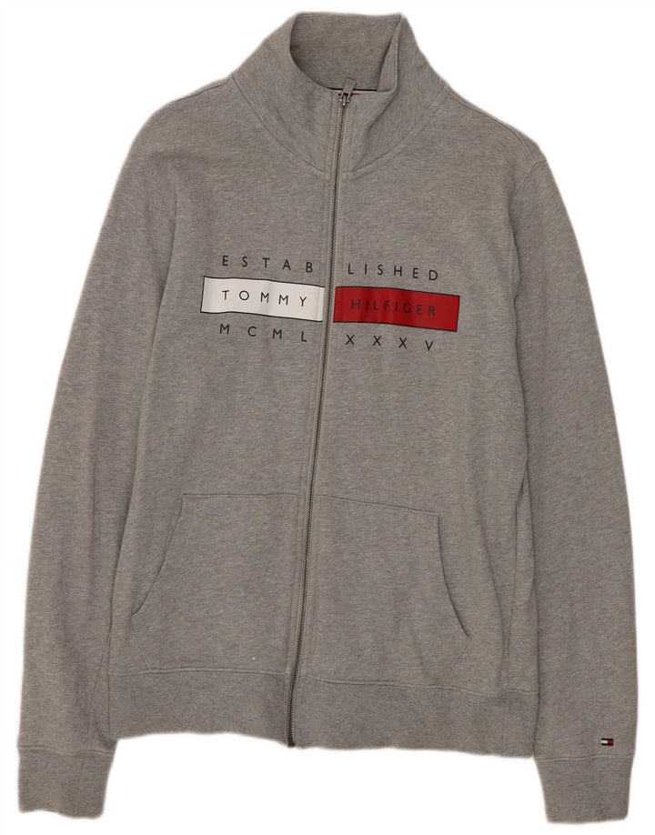 Giacca da ginnastica grafica da uomo Tommy Hilfiger in cotone chiazzato grigio medio