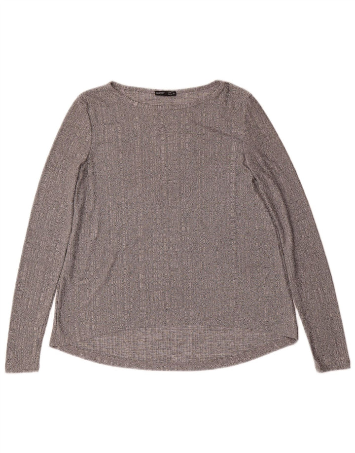 Top Zara da donna a maniche lunghe UK 10 piccolo grigio screziato