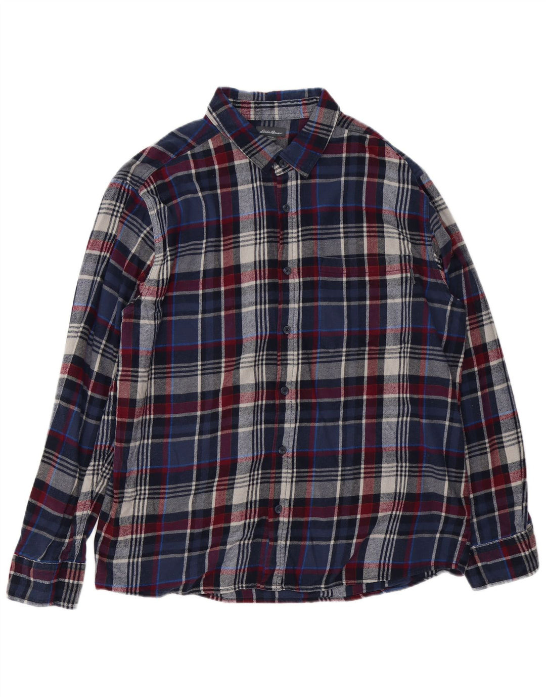 EDDIE BAUER Camicia in flanella da uomo 2XL Cotone a quadri blu navy