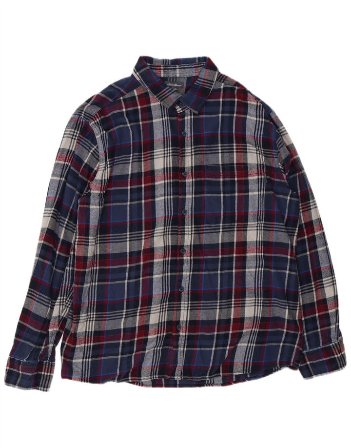 EDDIE BAUER Camicia in flanella da uomo 2XL Cotone a quadri blu navy