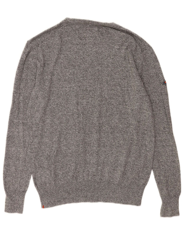 Maglione da uomo con scollo a barca Superdry in cotone grigio medio
