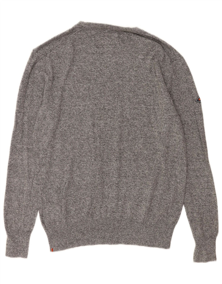 Maglione da uomo con scollo a barca Superdry in cotone grigio medio