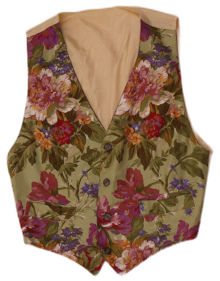 Gilet da uomo vintage XS color kaki floreale