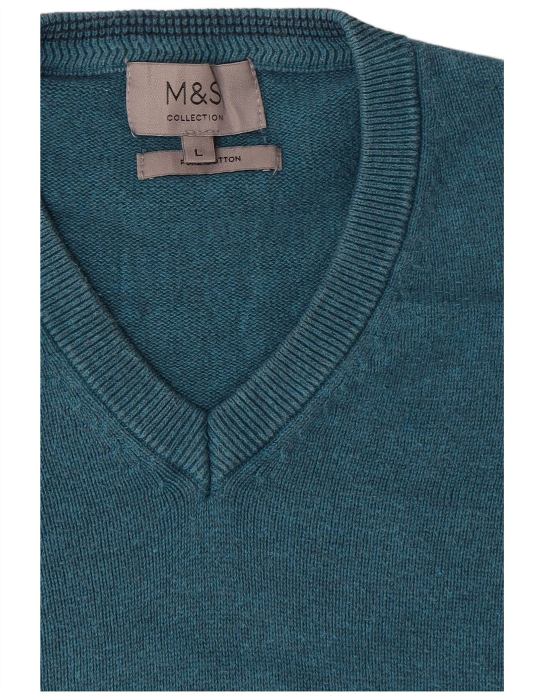 Maglione maglione con scollo a V da uomo Marks & Spencer grande cotone blu