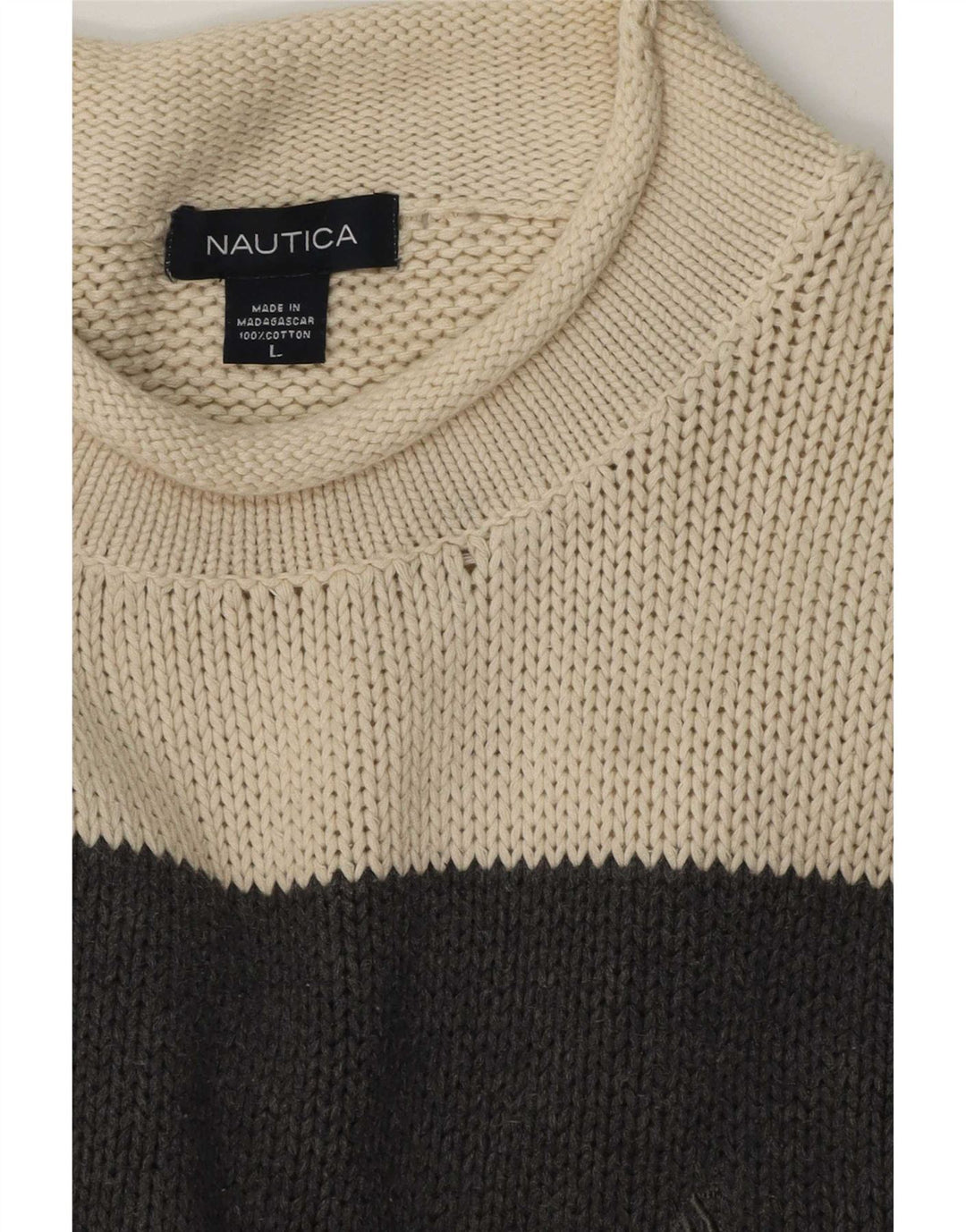 Maglione da uomo Nautica con collo alto e maglione grande in cotone color block grigio