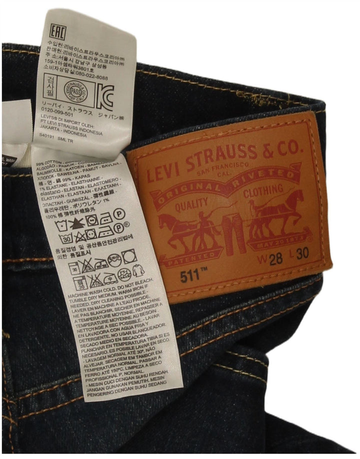 Levi's Uomo 511 Slim Jeans W28 L30 Blu Navy Cotone