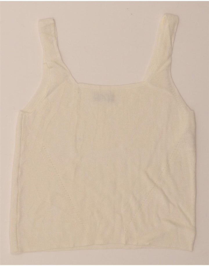 BENETTON Womens Knit Cami Top UK 8 Small White Vintage Benetton and Second-Hand Benetton from Messina Hembry 