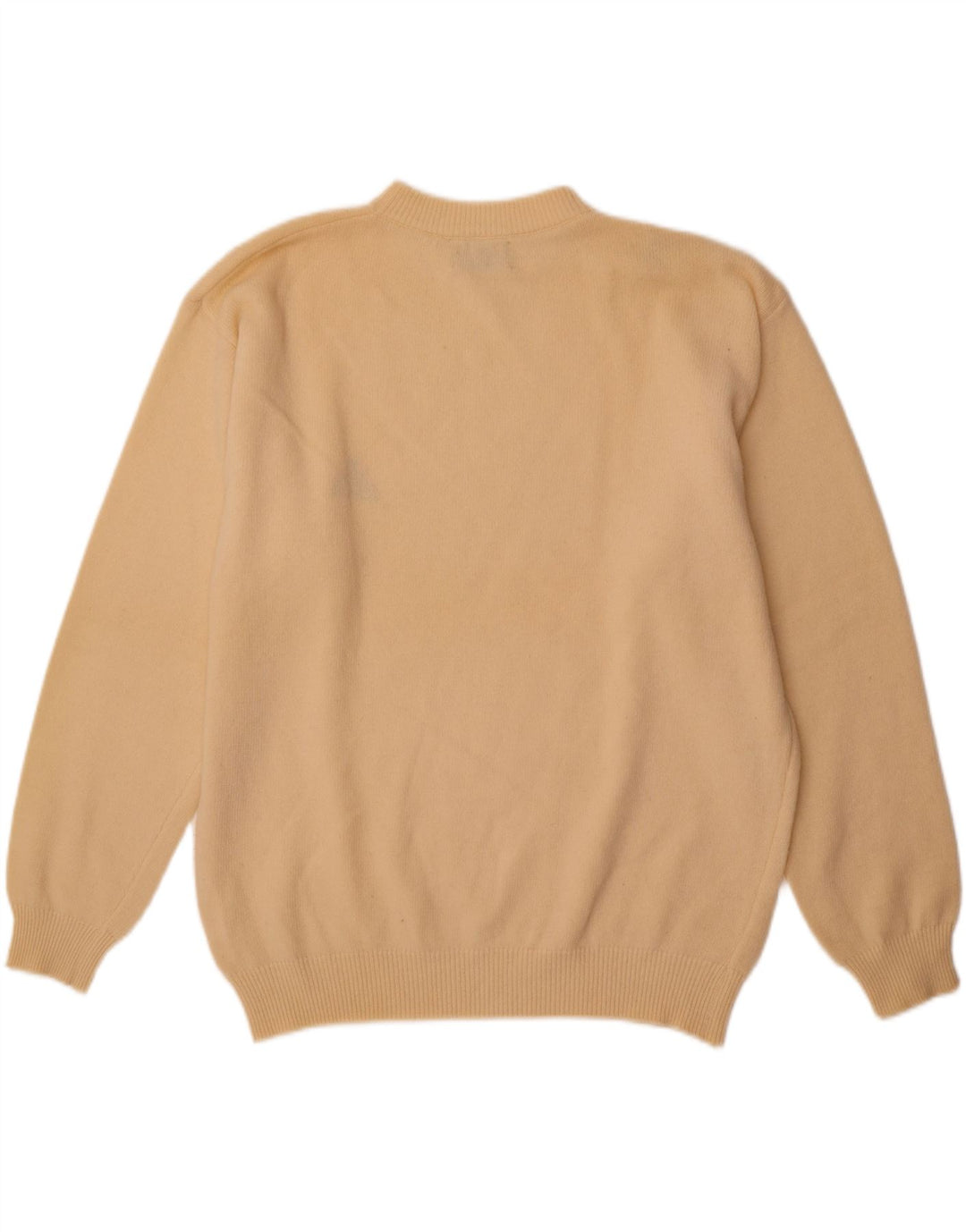 BENETTON Mens Crew Neck Jumper Sweater Large Beige Lambswool Vintage Benetton and Second-Hand Benetton from Messina Hembry 