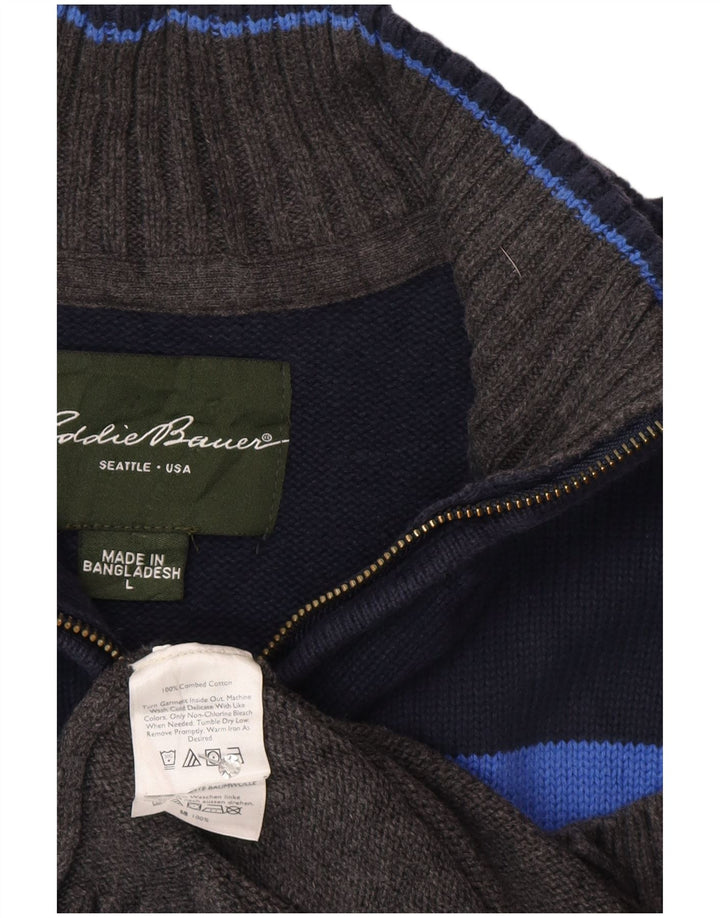 Eddie Bauer Maglione da uomo con zip sul collo, grande cotone grigio a blocchi di colore