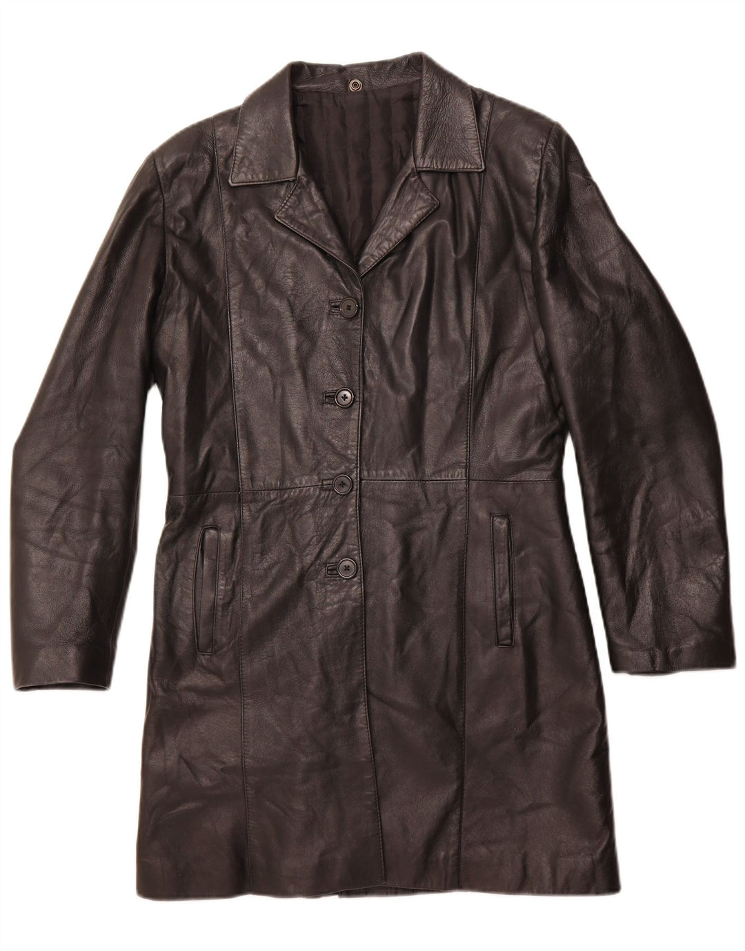 Cappotto in Pelle Donna VINTAGE IT 44 Medio Nero