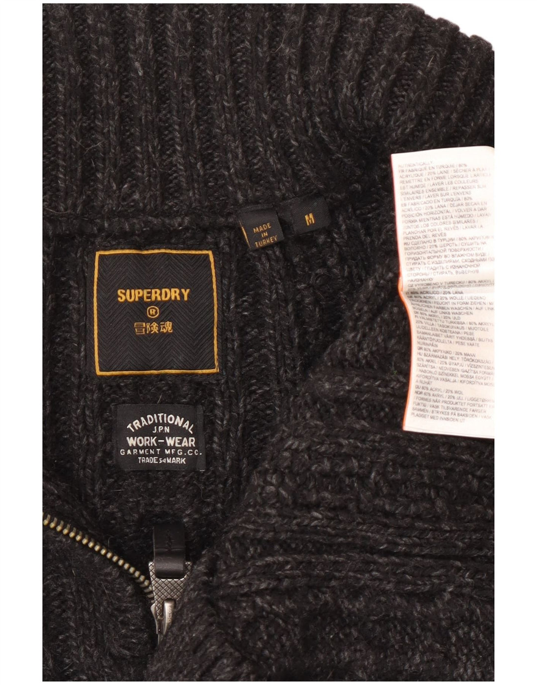 Maglione da uomo con zip e collo Superdry in acrilico grigio medio