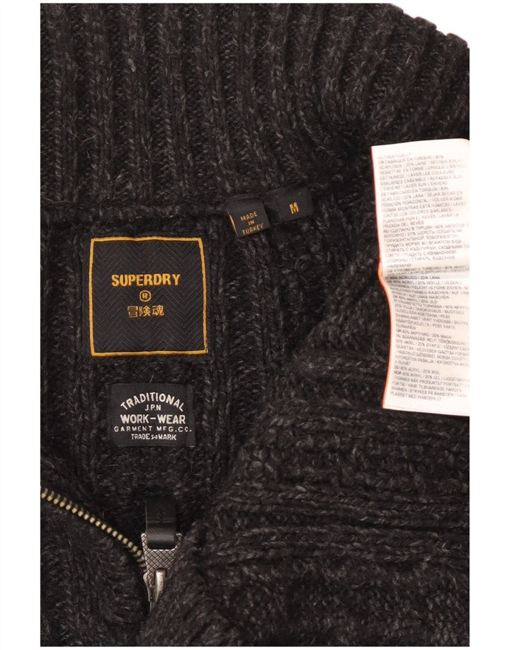 Maglione da uomo con zip e collo Superdry in acrilico grigio medio