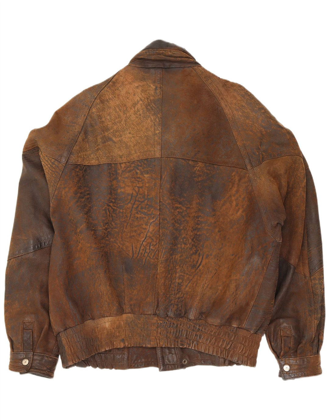 Giubbotto bomber in pelle da uomo Gina Bacconi UK 36 piccolo marrone patchwork retrò