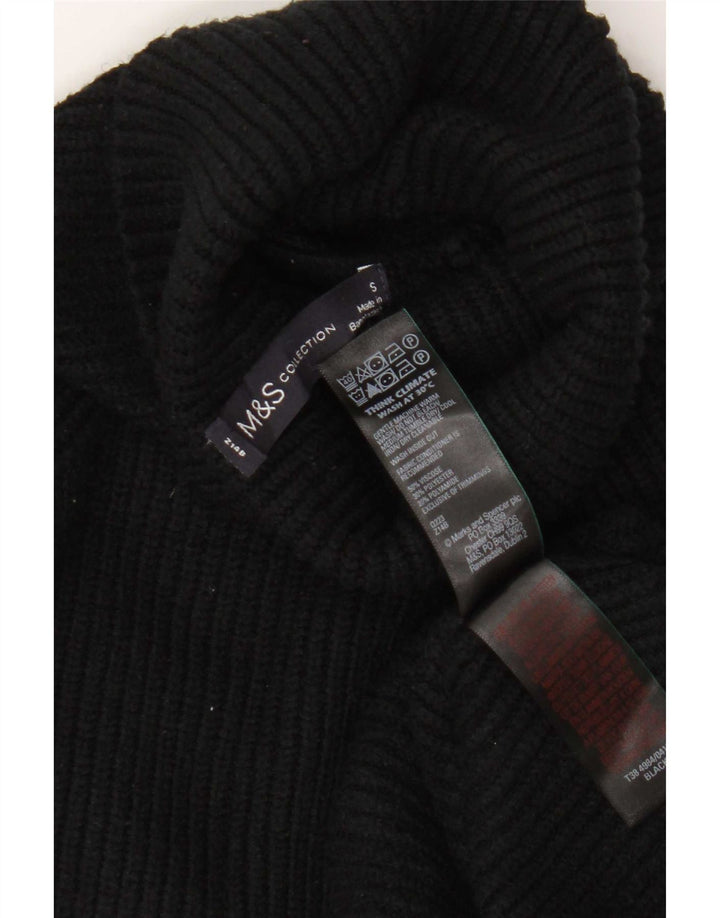 Maglione maglione a collo alto da donna Marks & Spencer UK 10 piccolo in viscosa nera