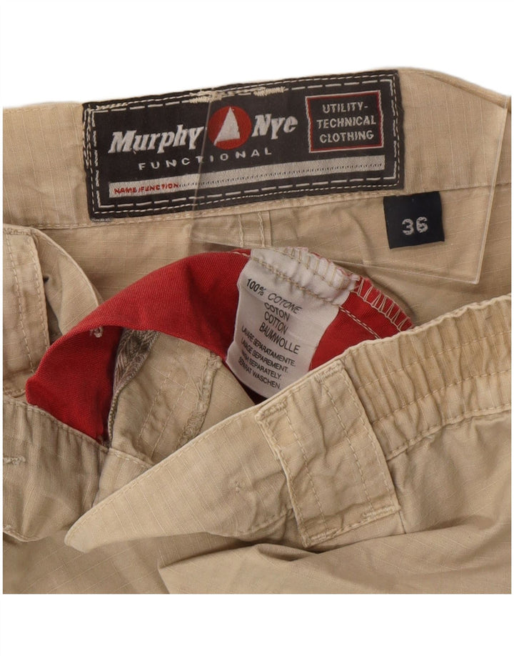 Pantaloncini cargo da uomo MURPHY & NYE W36 grandi in cotone beige