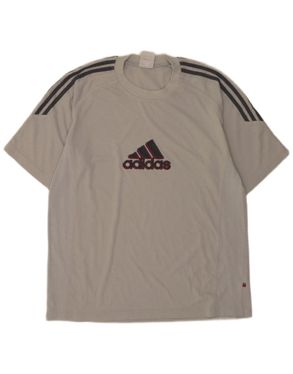 T-shirt grafica da uomo Adidas Top UK 42/44 grande cotone grigio