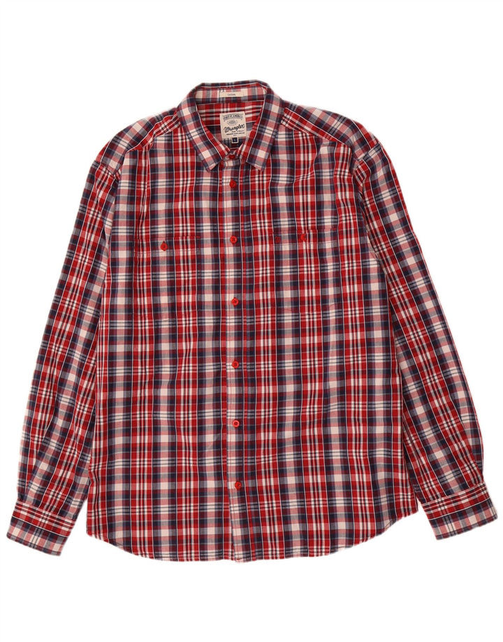 Camicia da uomo Wrangler in cotone a quadri rossi grandi