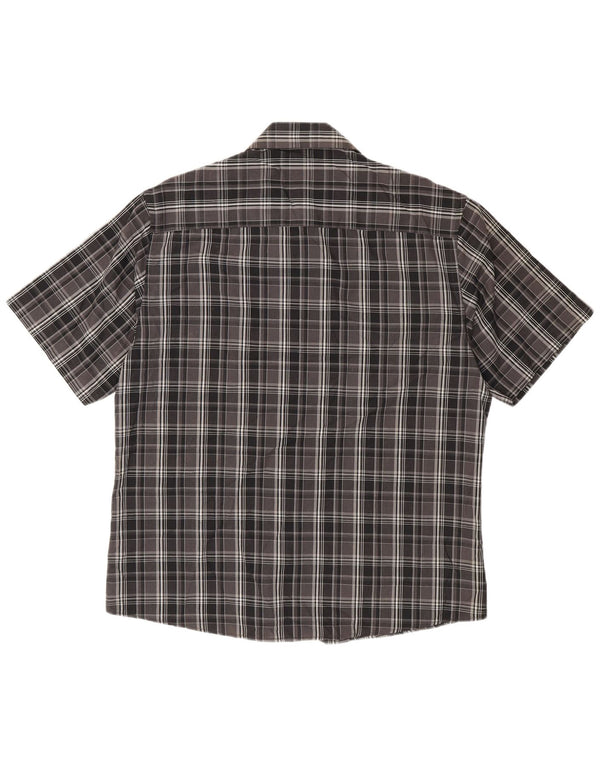 Camicia a maniche corte da uomo Pierre Cardin XL poliestere nero a quadri