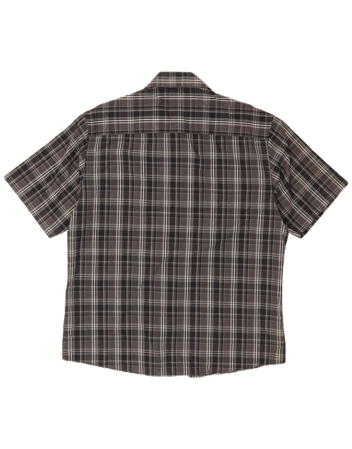 Camicia a maniche corte da uomo Pierre Cardin XL poliestere nero a quadri