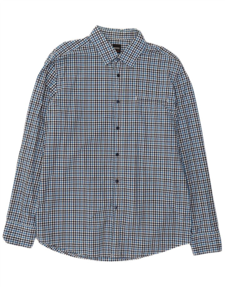Camicia Hugo Boss da uomo vestibilità regolare XL cotone a quadretti blu