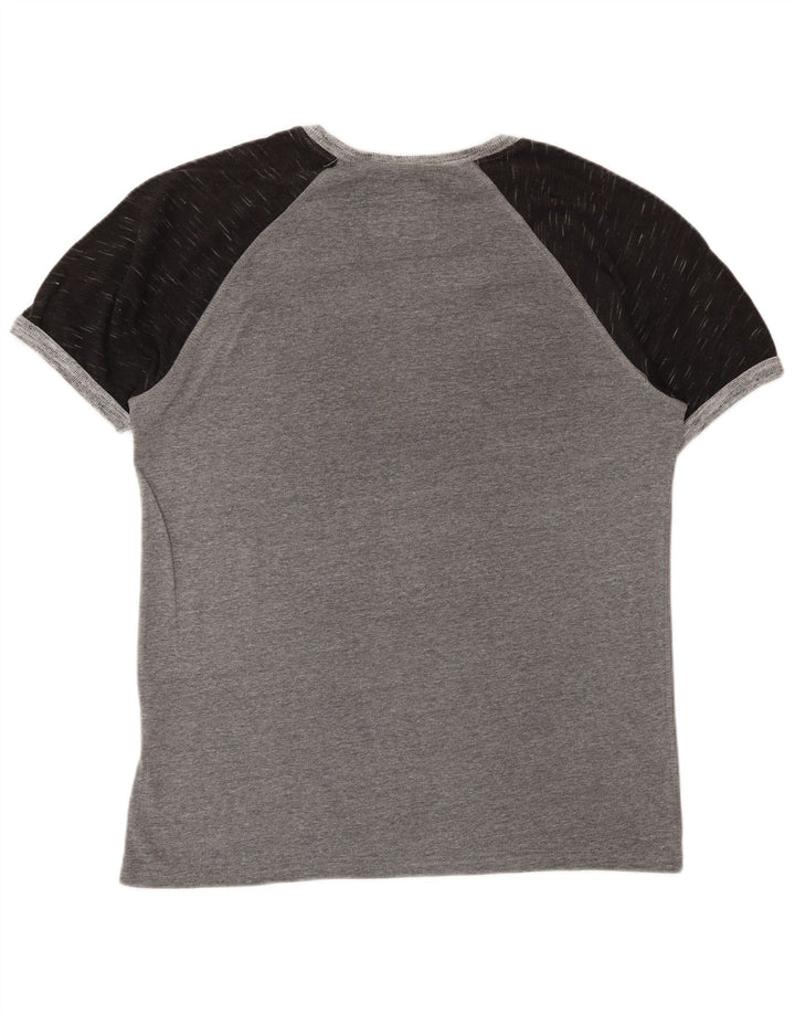 T-shirt grafica da uomo SUPERDRY Top grande in cotone color block grigio