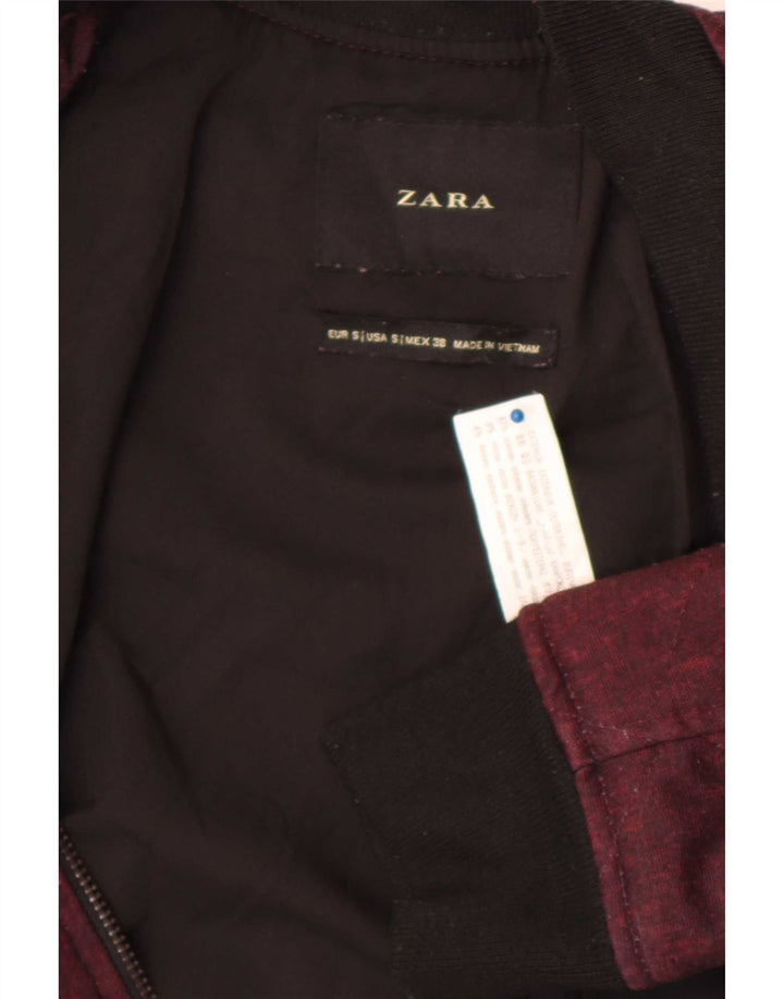 Giubbotto bomber da uomo Zara UK 36 piccolo poliestere color block bordeaux