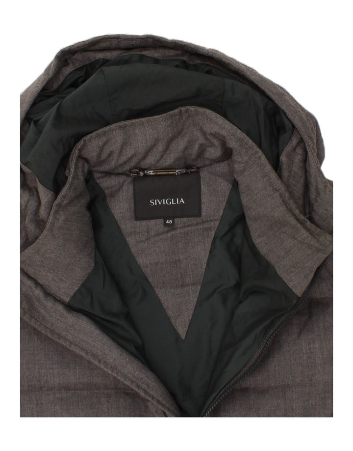 SIVIGLIA Womens Hooded Padded Jacket IT 48 XL Grey Vintage SIVIGLIA and Second-Hand SIVIGLIA from Messina Hembry 