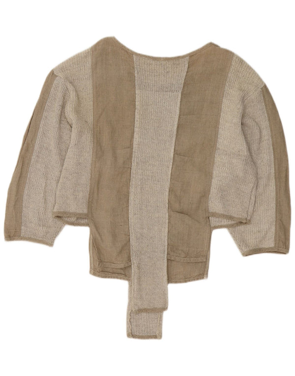 Maglione maglione vintage da donna con scollo a barca UK 18 XL Blocco colore grigio