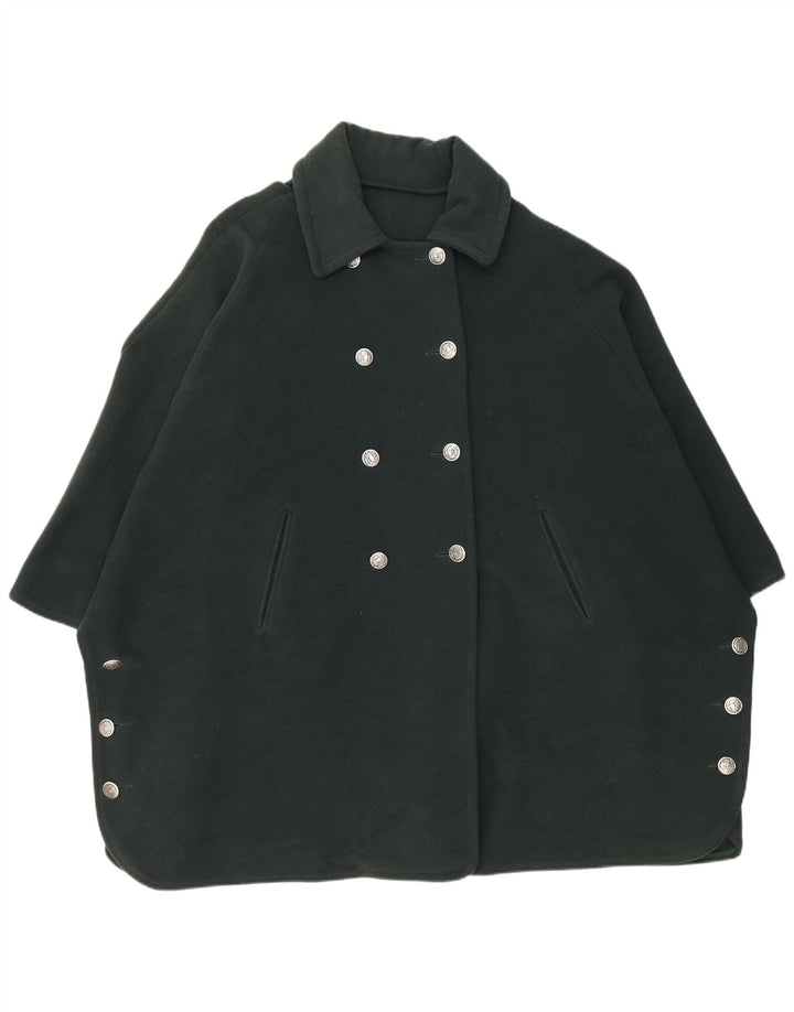 Cappotto poncho vintage da donna doppio petto taglia unica verde