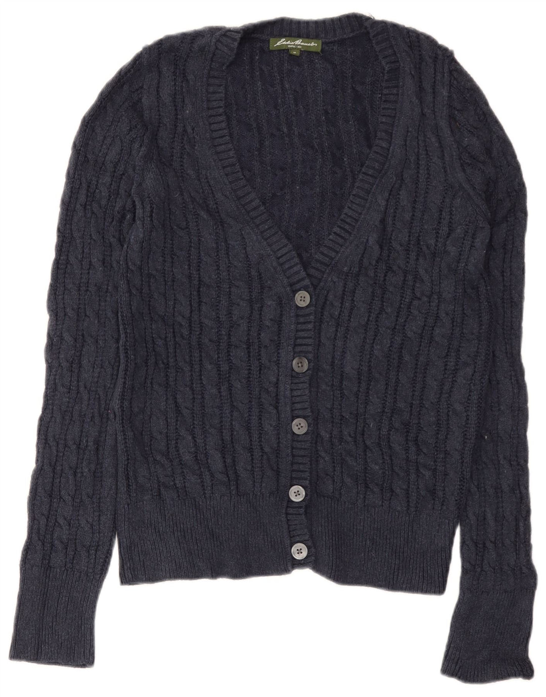 Maglione cardigan da donna Eddie Bauer UK 12 Cotone medio blu navy