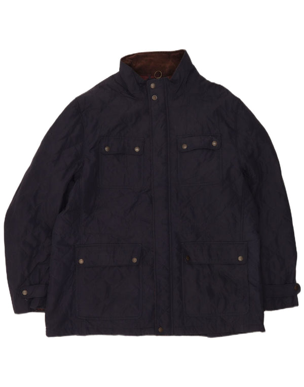 Marks & Spencer Mens Quilted Jacket UK 44 2XL Navy Blue Polyester