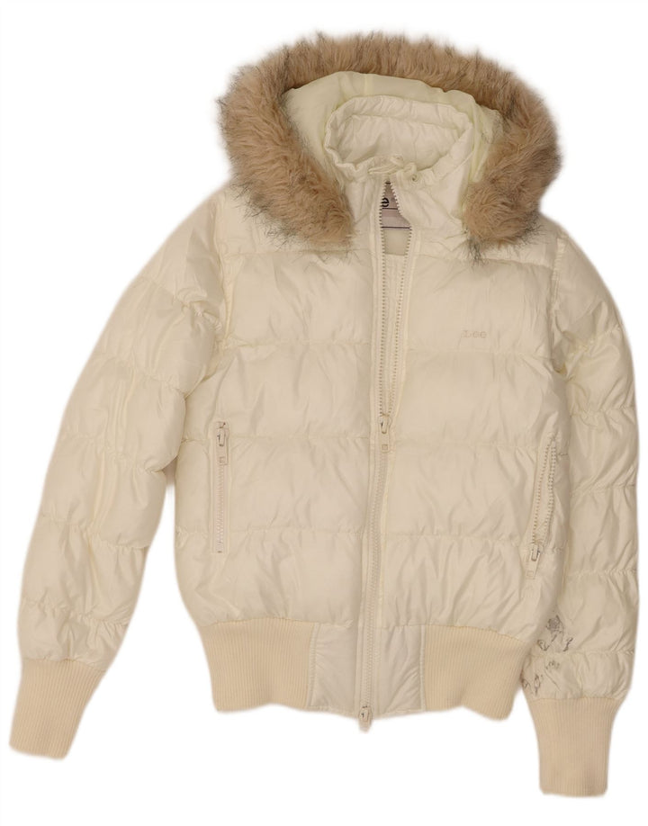Giacca imbottita con cappuccio da donna Lee UK 6 XS bianca in poliammide