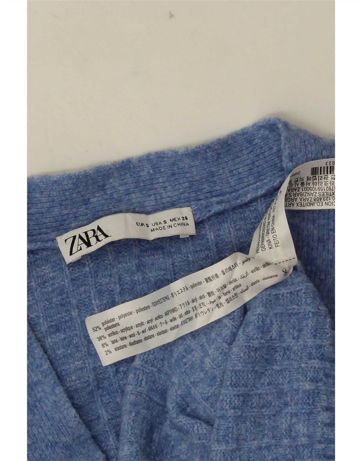 Maglione cardigan oversize da donna Zara UK 10 piccolo poliestere blu