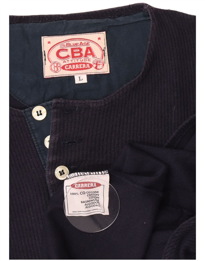 Carrera Top da uomo a manica lunga grande in cotone blu navy