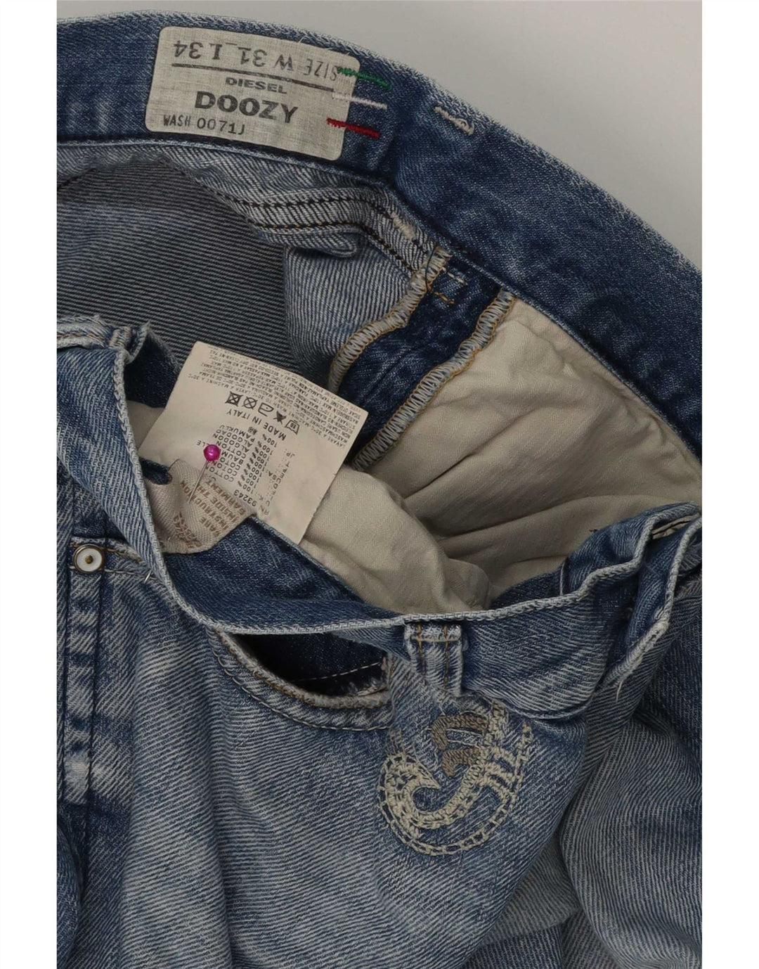 Jeans dritti effetto consumato Doozy da donna Diesel W31 L28 cotone blu