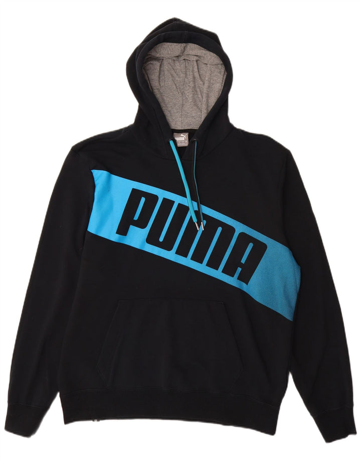 Felpa con cappuccio grafica PUMA da uomo, grande, in cotone color block nero