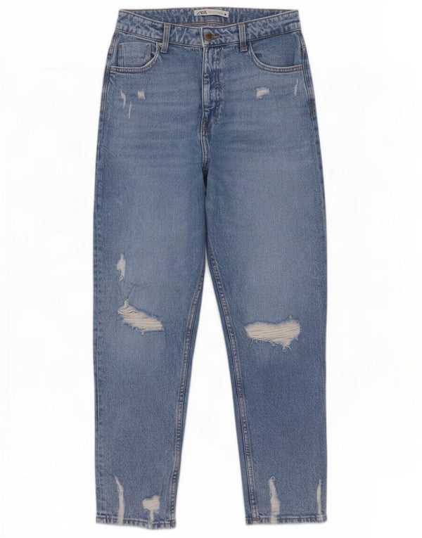 Jeans affusolati effetto consumato Zara da donna EU 40 medio W30 L29 blu