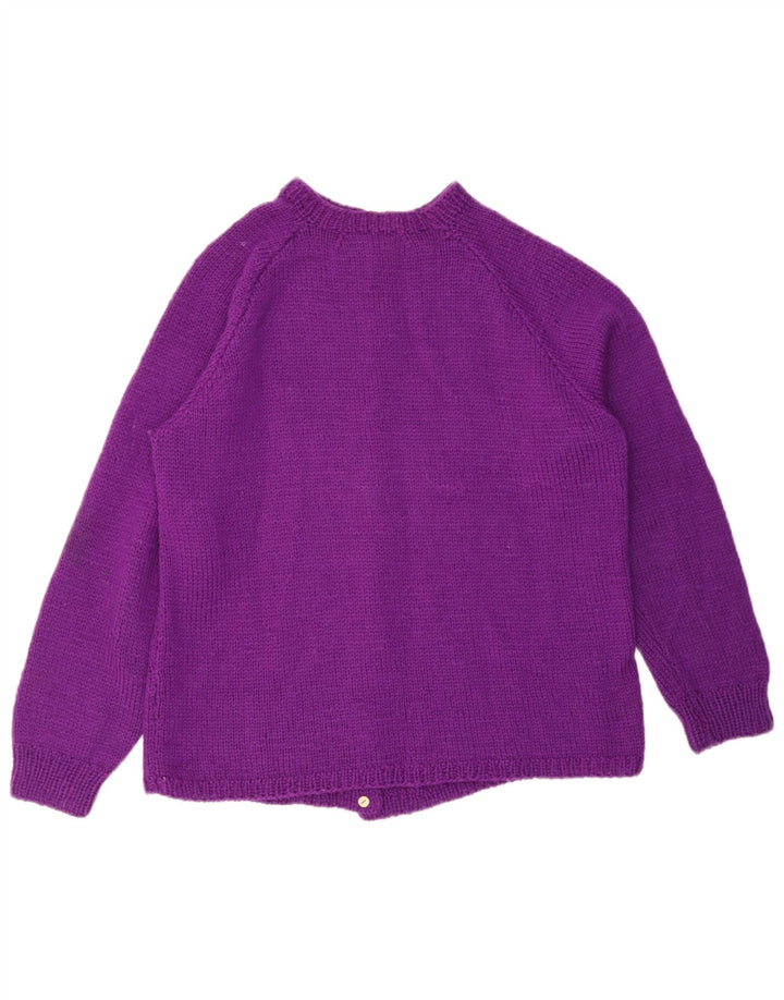 Maglione cardigan da donna vintage UK 14 viola medio